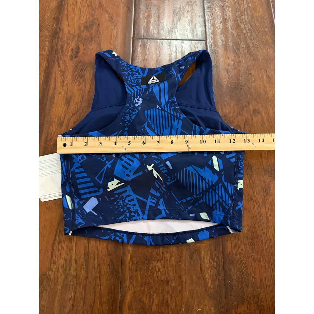 NWT Reebok Play On Crop Tank Bra XS Medieval Blue Medium Support Sports Bra - Picture 4 of 5